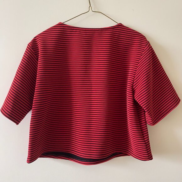 BCBGeneration Red Striped Cropped Shirt - Picture 12 of 12